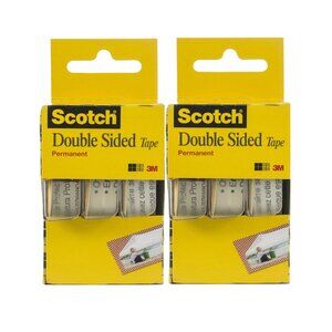 2 - 3 Pack Scotch 3M Permanent Double-Sided Tape .5"X250" each roll